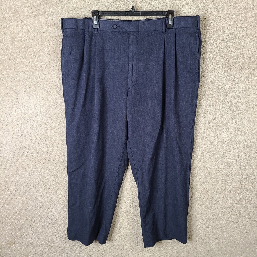 Corbin Pants Mens 42 (40x26) Blue Navy 100% Wool Pleated Dress Trouser Slacks